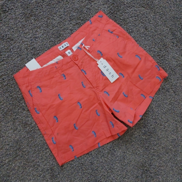DASH Seahorse Pattern Coral Orange & Blue Shorts New Nautical Beach Preppy 6 - Picture 1 of 6